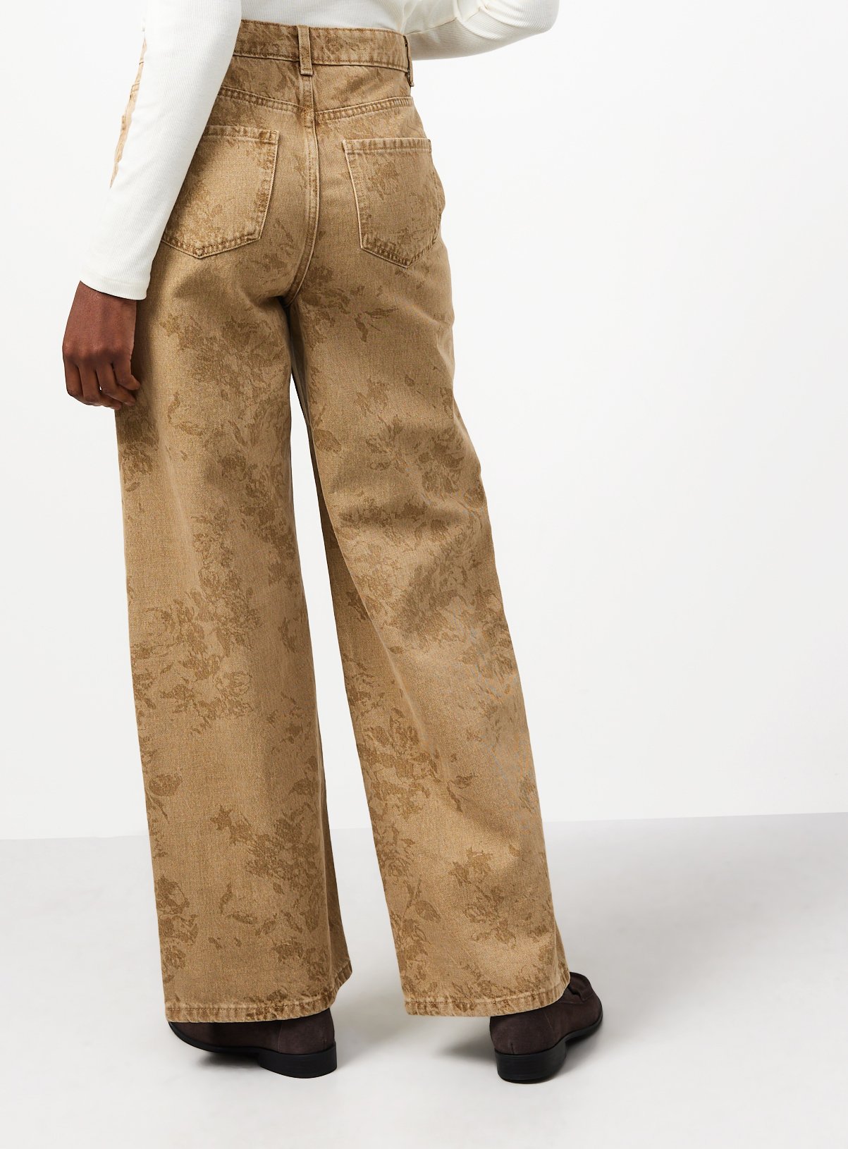 Ochre Floral Wide Leg Jeans 8L - Image 4 thumbnail